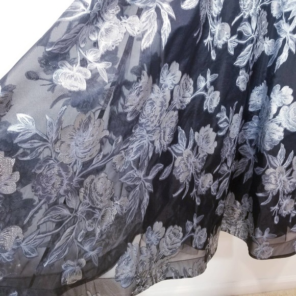 Cameron Blake Metallic Floral Rhinestones Formal Long Dress - Picture 5 of 15